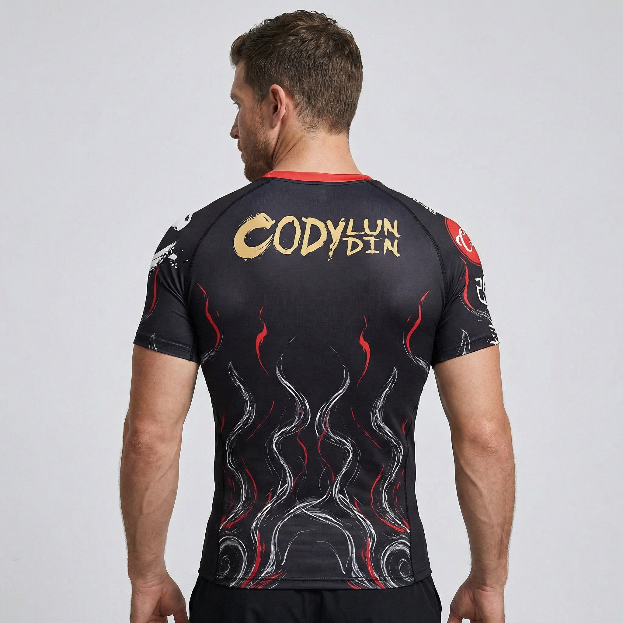 Generate a slight variation on this image, with the model taking a slightly angeled pose. Keep all else the same.