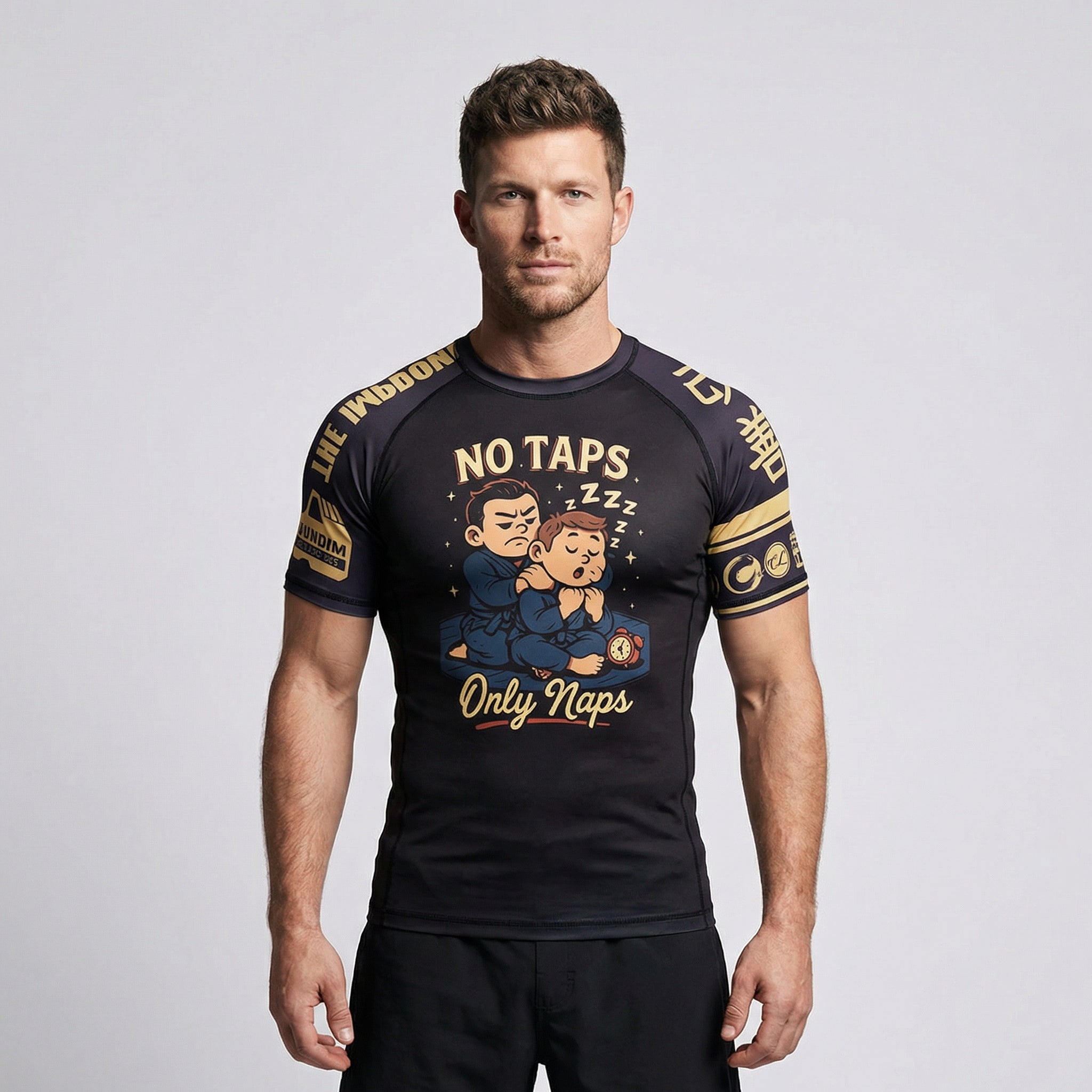 No Taps BJJ Rash Guard | Short Sleeve Compression Top For No-Gi Grappling