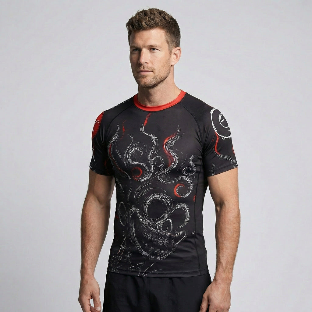 Joker Skull BJJ Rash Guard | Short Sleeve Compression Top For No - Gi Grappling - BJJ OUTLET