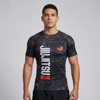 Jiu Jitsu Kanji BJJ Rash Guard | Short Sleeve Compression Top For No-Gi Grappling