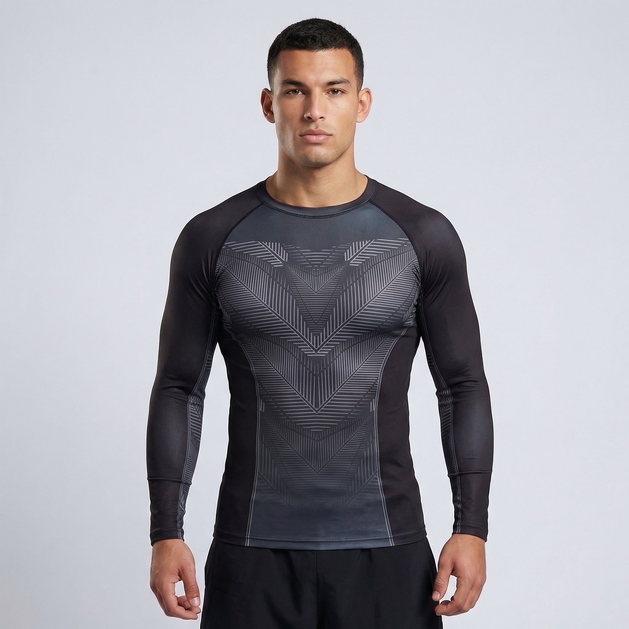 Black BJJ rash guard | Long sleeve compression top