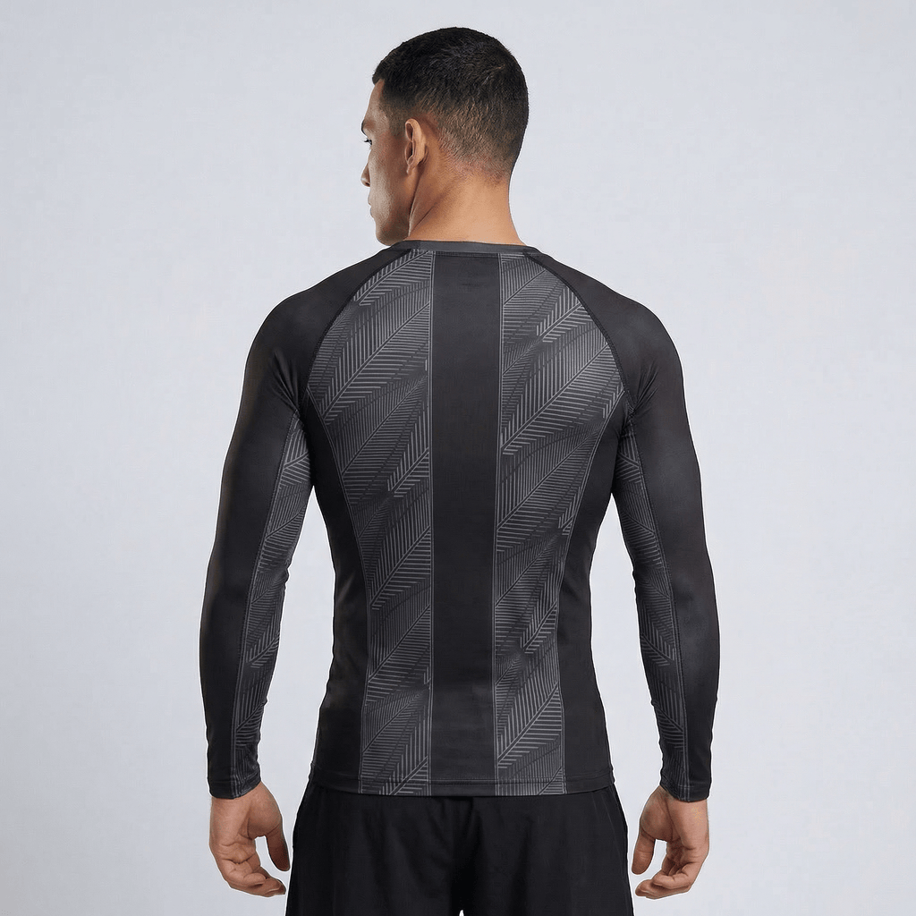 Black BJJ rash guard | Long sleeve compression top - BJJ OUTLET