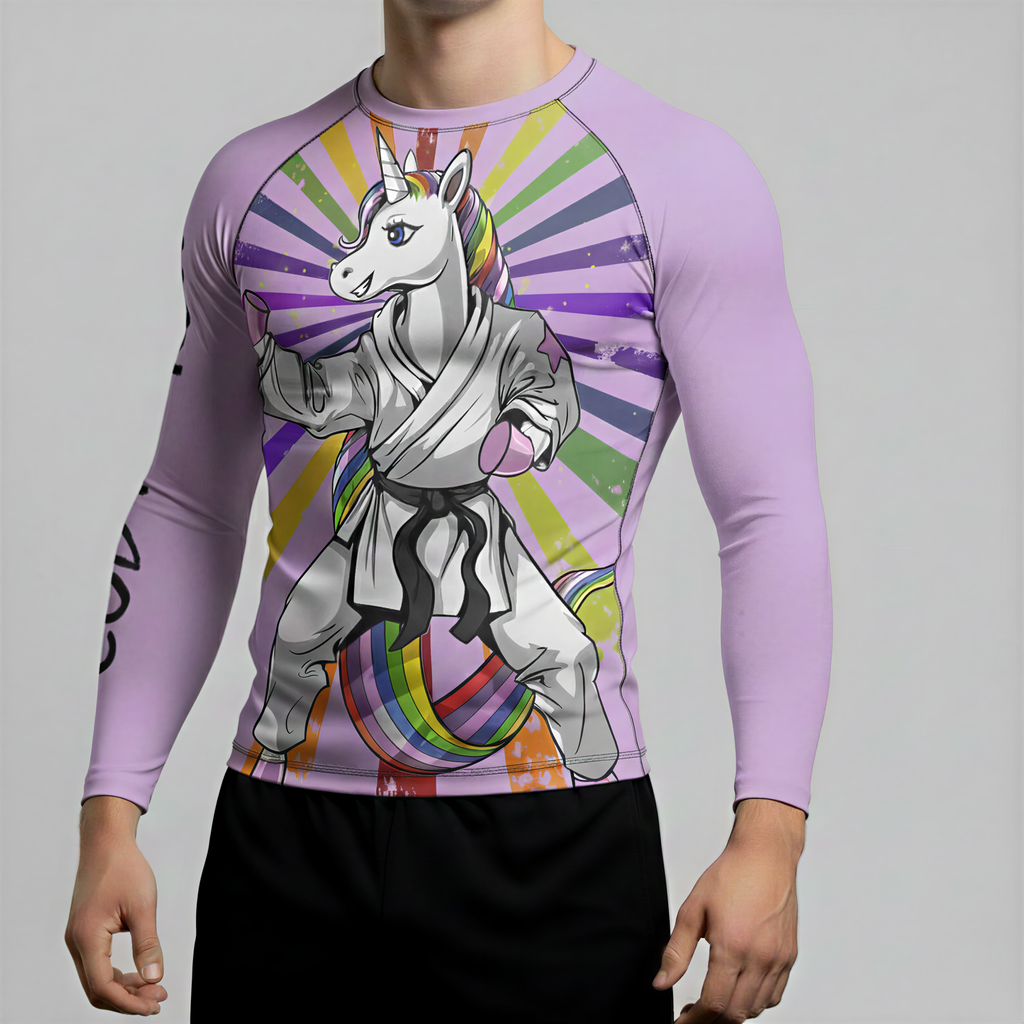 Pink Pony BJJ Rash guard | Long Sleeve compression top for BJJ and Grappling