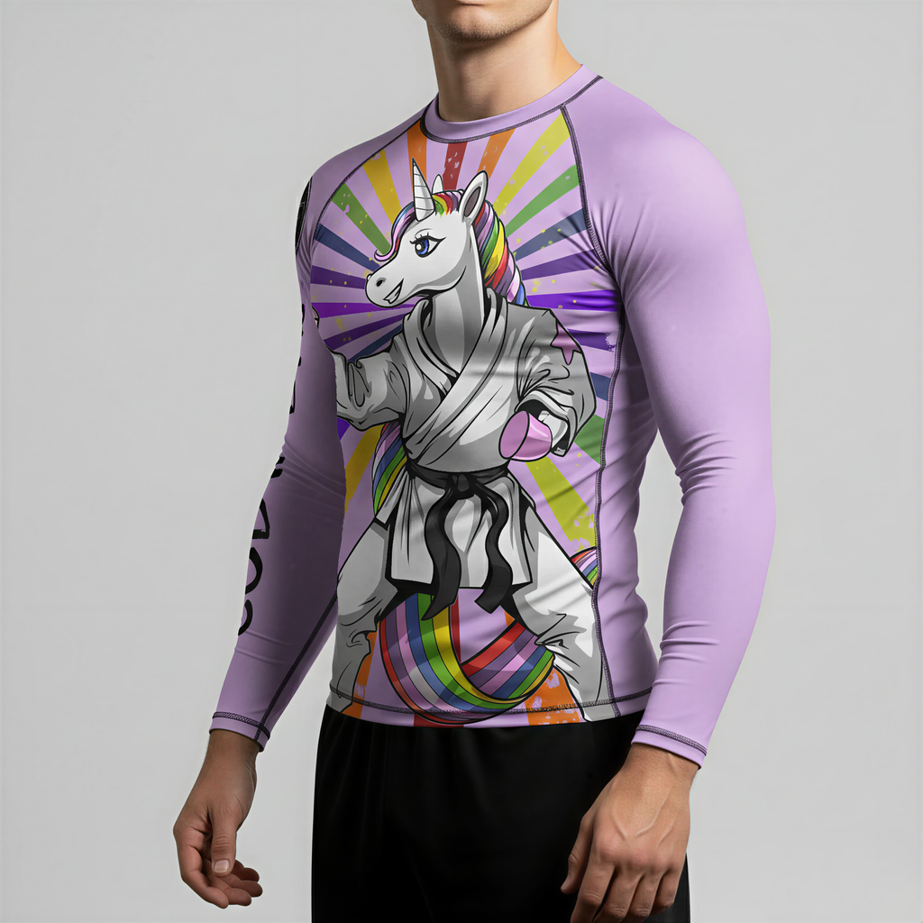 Pink Pony BJJ Rash guard | Long Sleeve compression top for BJJ and Grappling