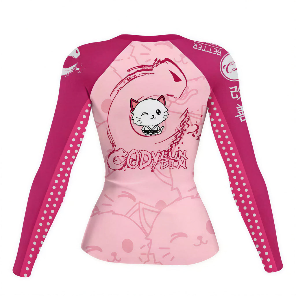 Jiu Jitsu Kitty Women's BJJ Rash Guard | Long Sleeve Compression Top For No - Gi Grappling - BJJ OUTLET