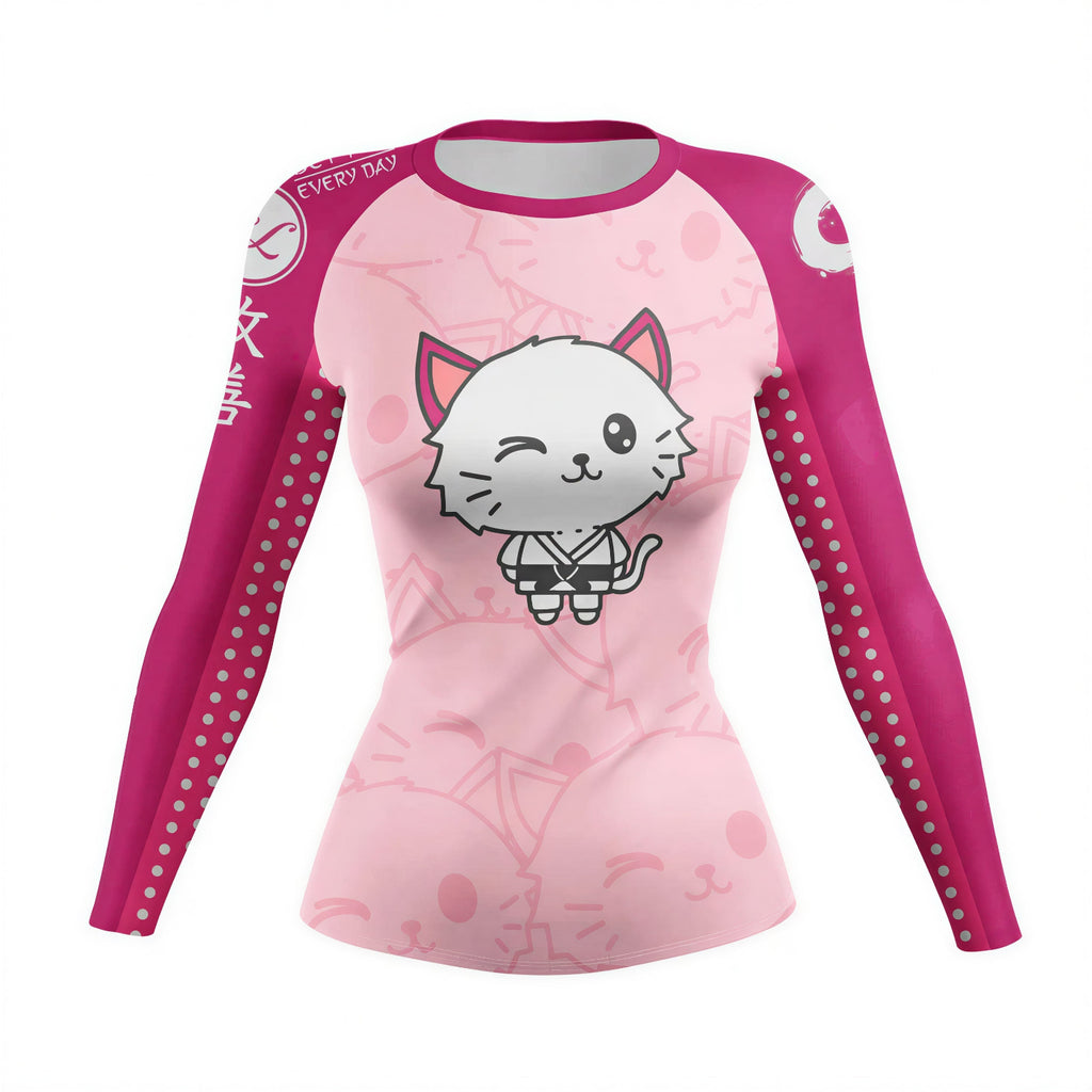 Jiu Jitsu Kitty Women's BJJ Rash Guard | Long Sleeve Compression Top For No - Gi Grappling - BJJ OUTLET