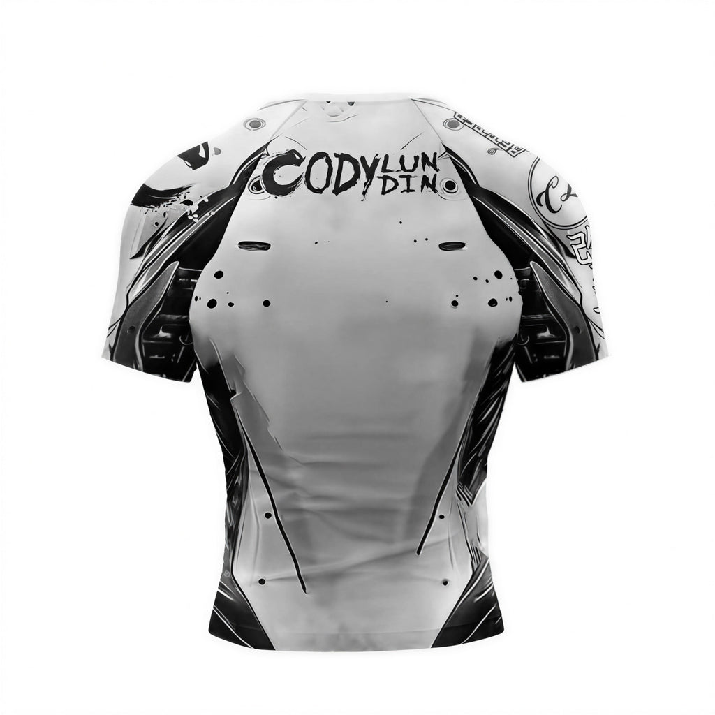 White Armor BJJ Rash Guard | Short Sleeve Compression Top For No - Gi Grappling - BJJ OUTLET