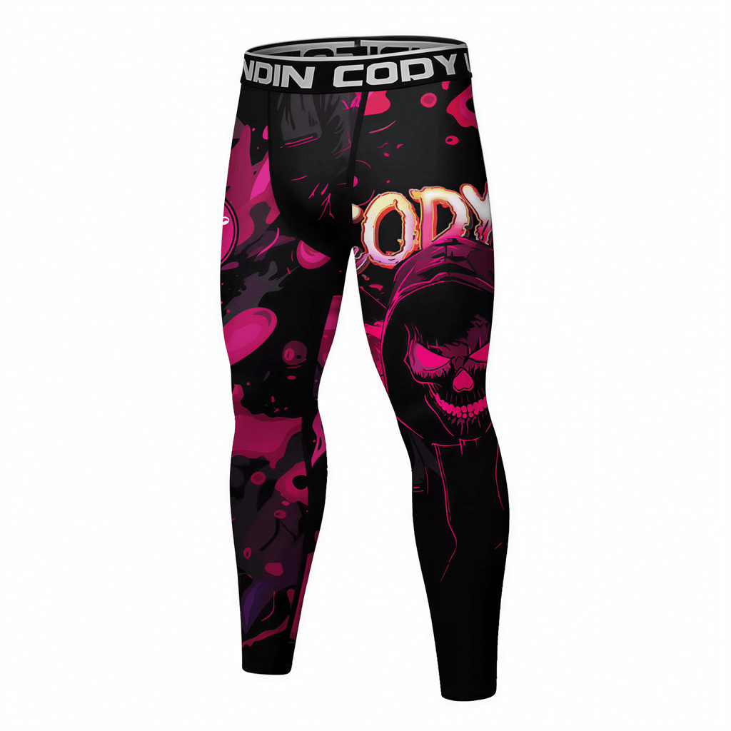 Neon Skull BJJ Spats | Compression Tights For No - Gi Grappling - BJJ OUTLET