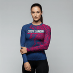 Pink + Blue women's BJJ rash guard | Grappling compression top - BJJ OUTLET